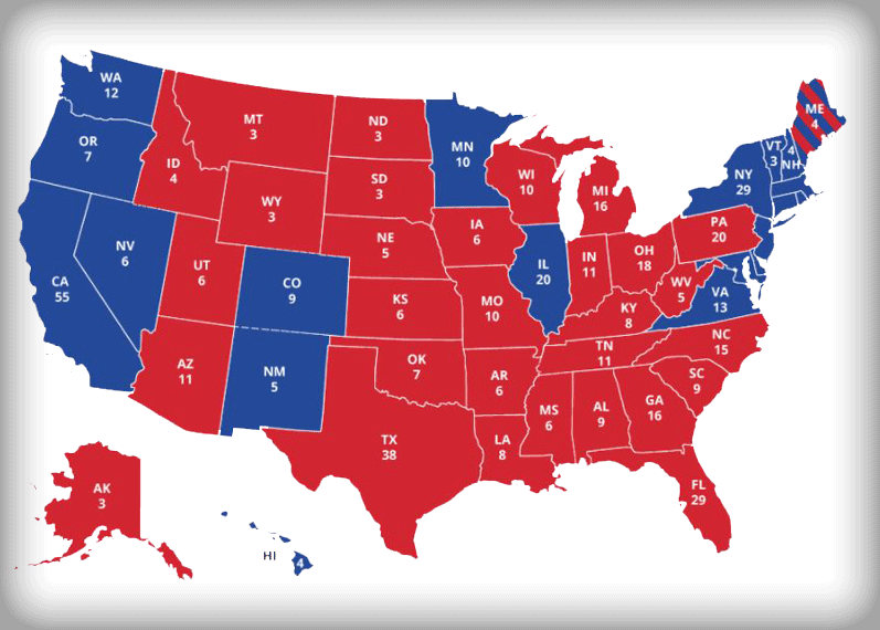 Partisan issues should not affect small business owners ||Trump electoral map showing President Trump's victory in the 2016 presidential race